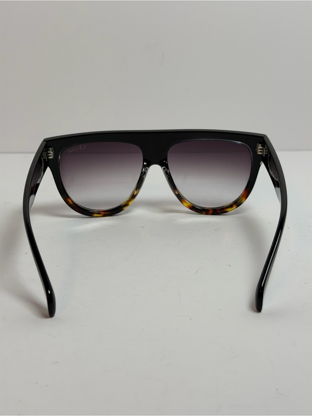 Celine Shadow CL41026/S Sunglasses Black Flat Top Frame/Tortoise Shell Bottom - Picture 10 of 11
